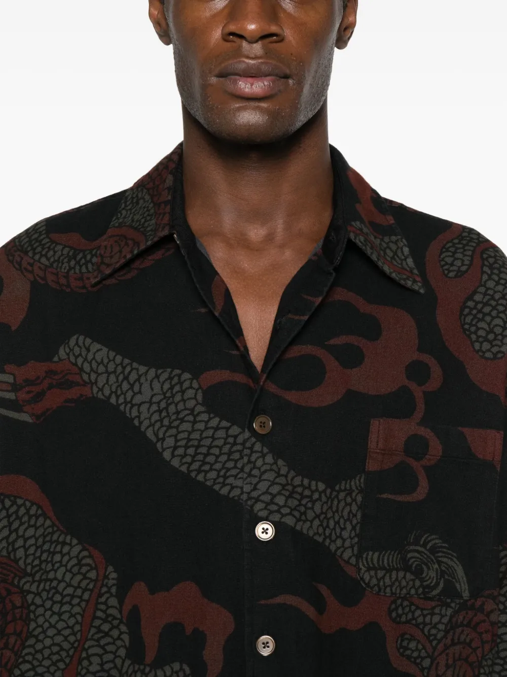Our Legacy Dragon-print Shirt In Brown