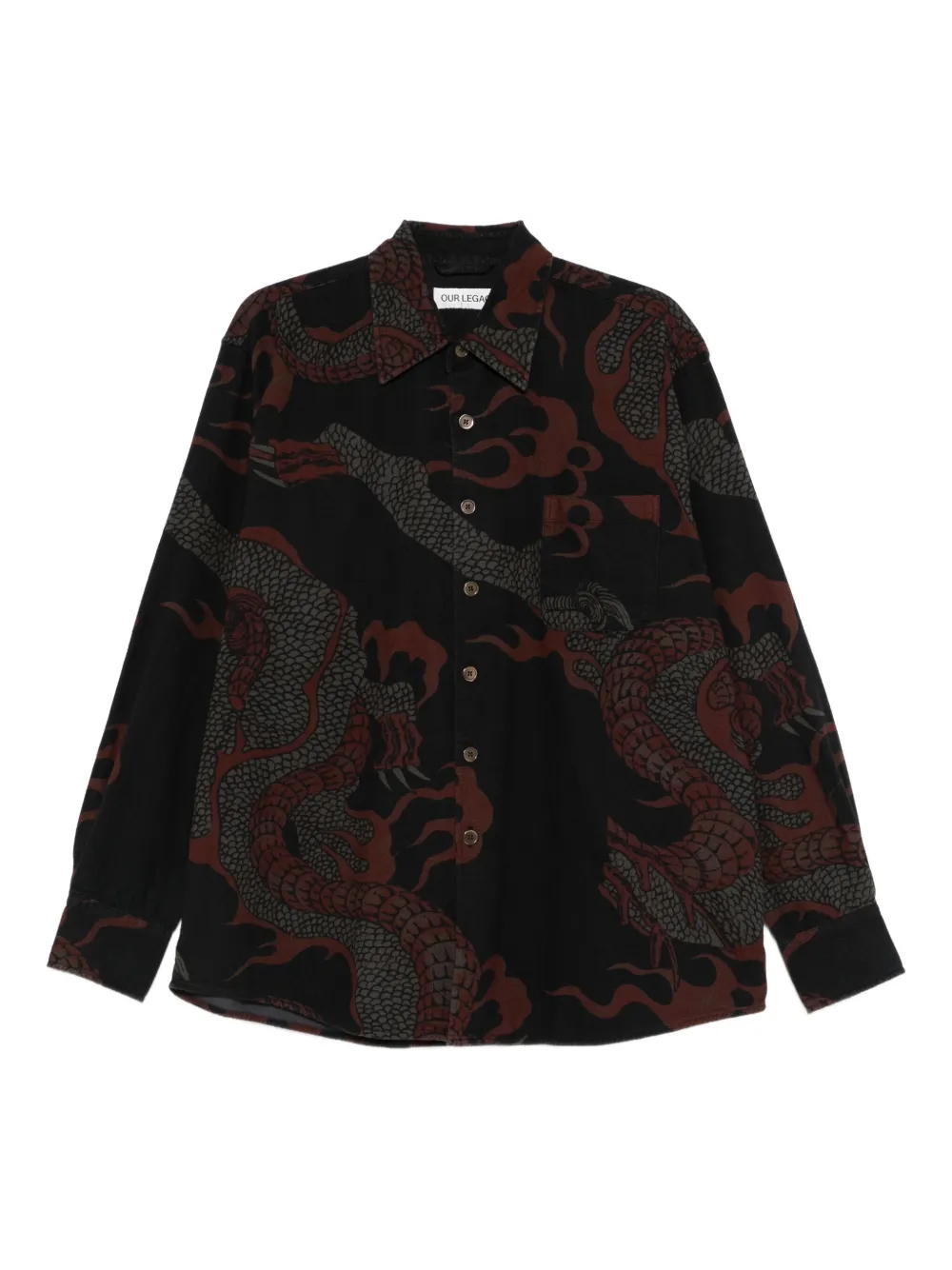 OUR LEGACY Hemd mit Drachen-Print | Schwarz | Image 1