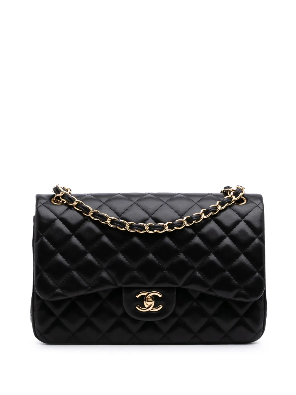 CHANEL Pre-Owned 2010-2011 Jumbo Classic Lambskin Double Flap shoulder bag | Black | Image 1