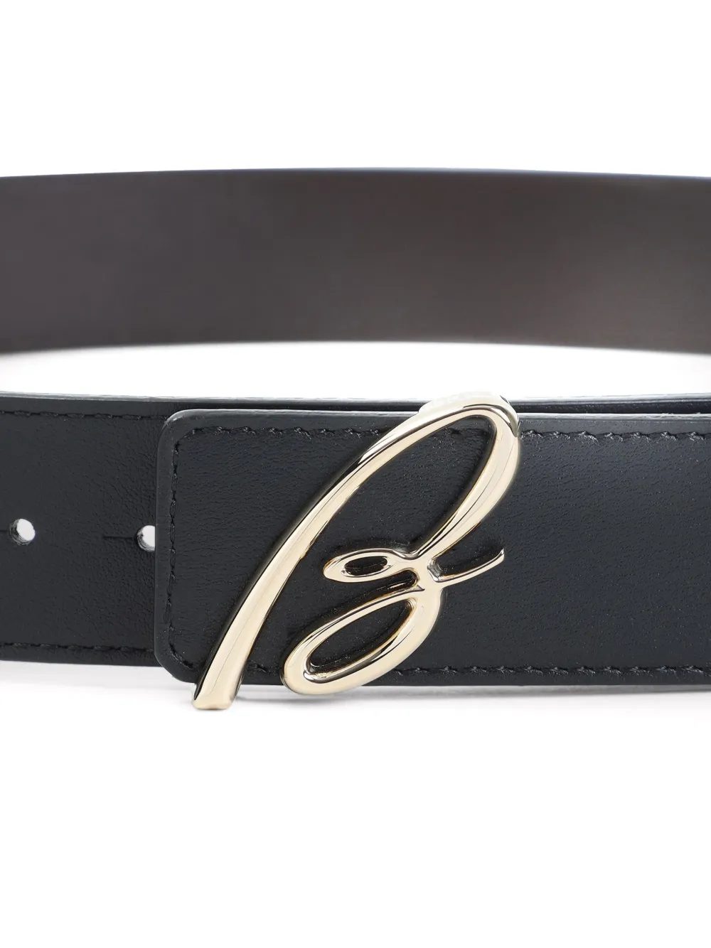 Brioni Leren riem met logoplakkaat Zwart