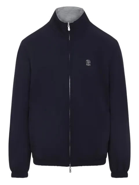 Brunello Cucinelli embroidered-logo reversible jacket