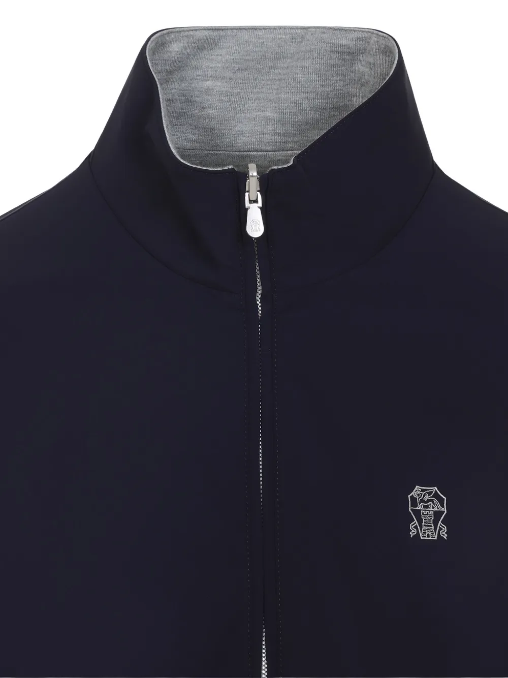 Brunello Cucinelli Omkeerbaar jack met geborduurd logo Blauw