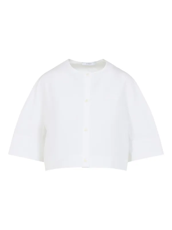 Givenchy Cropped Shirt in Poplin with Patch in White