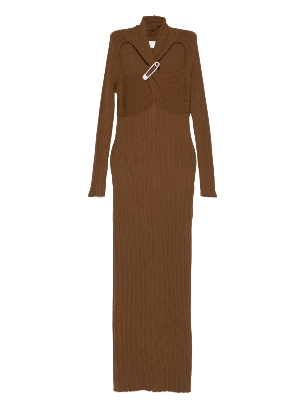 Giuseppe Di Morabito Geripptes Kleid Mit Sicherheitsnadel In Brown