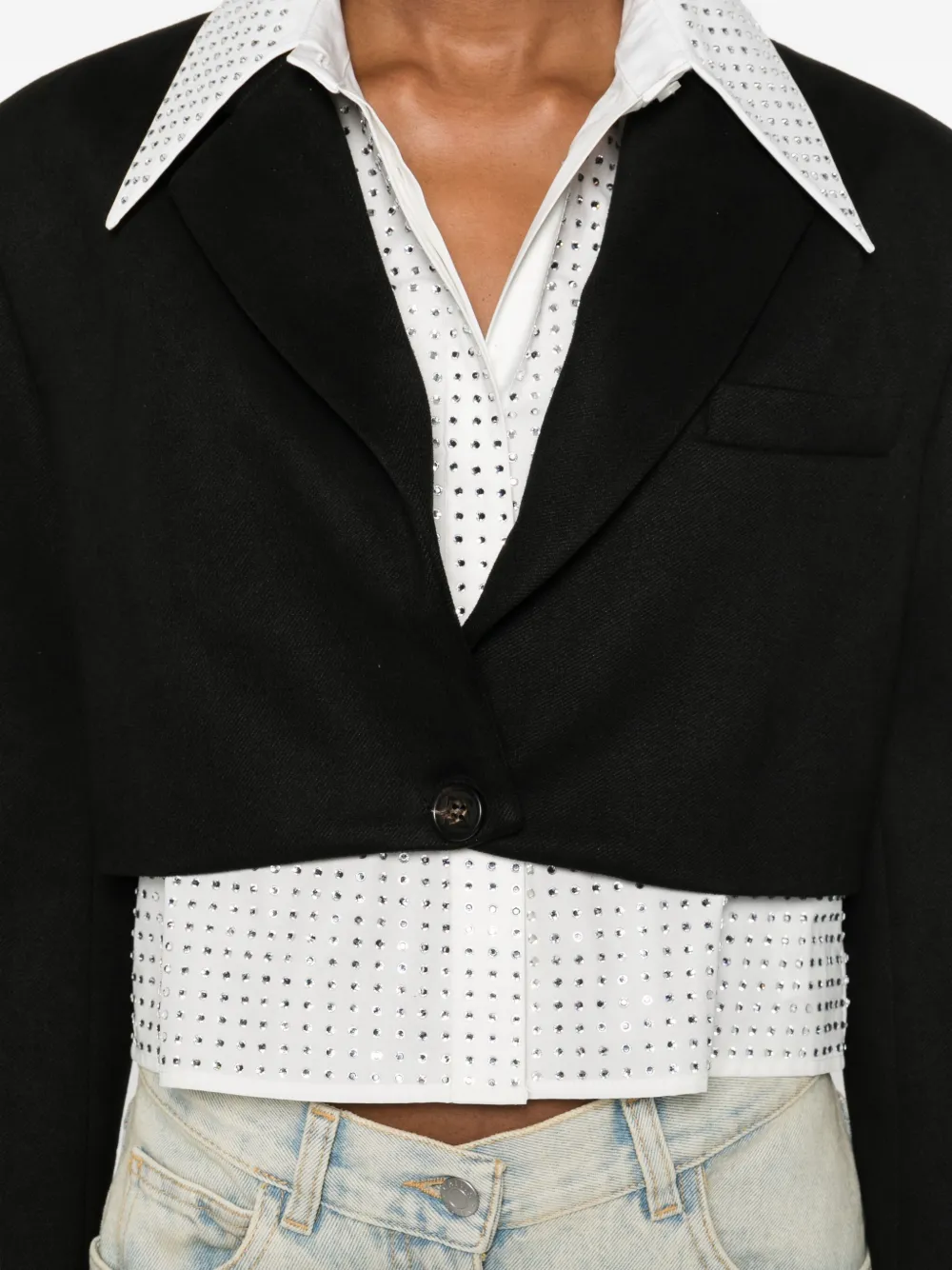 Giuseppe Di Morabito Buttoned Cropped Jacket In Black