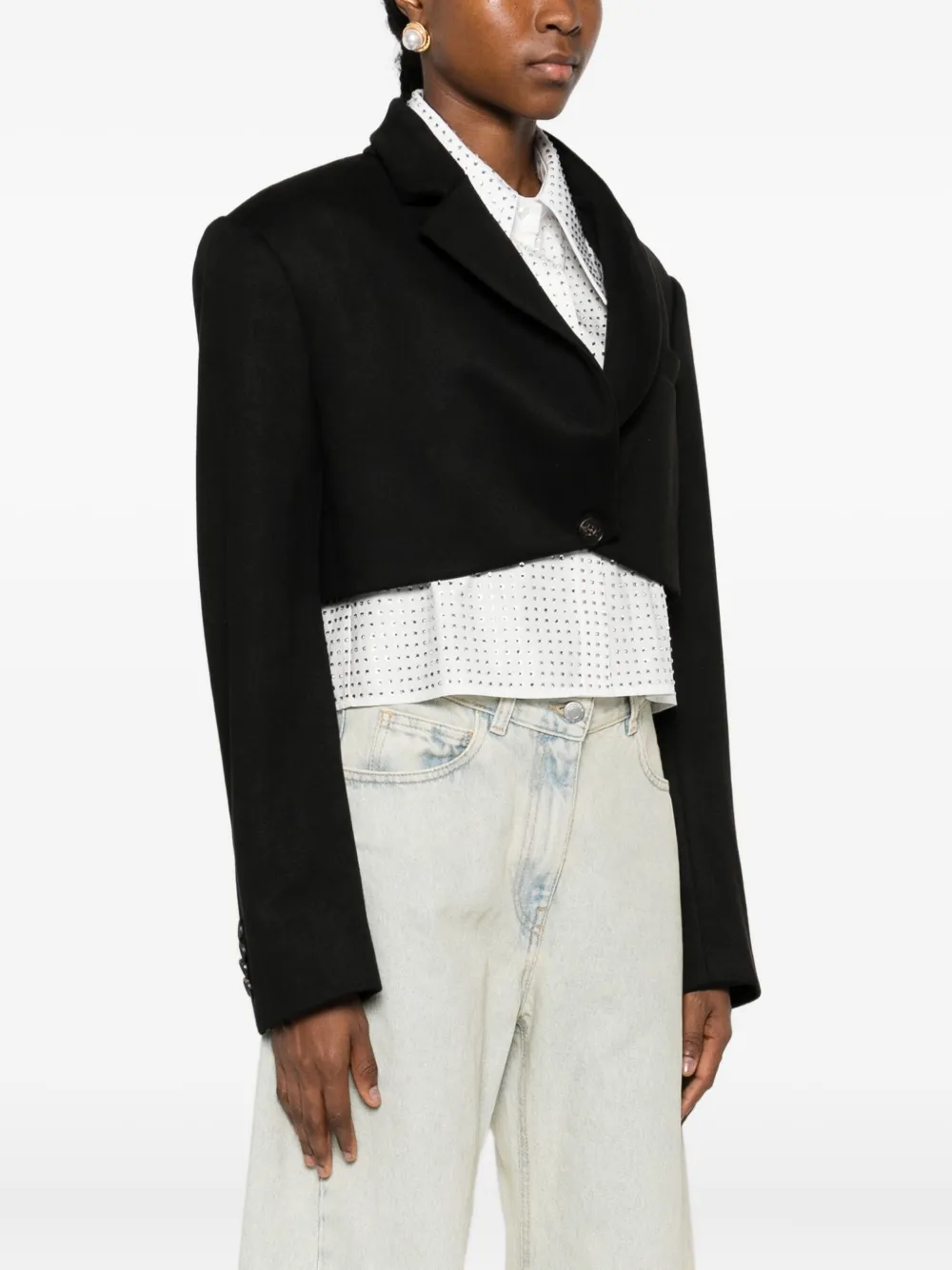 Giuseppe Di Morabito Buttoned Cropped Jacket In Black