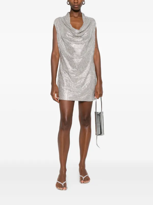 grey cowl neck mini dress boohoo Women's Cowl Neck Mini Dress in Silver | Size: 8
