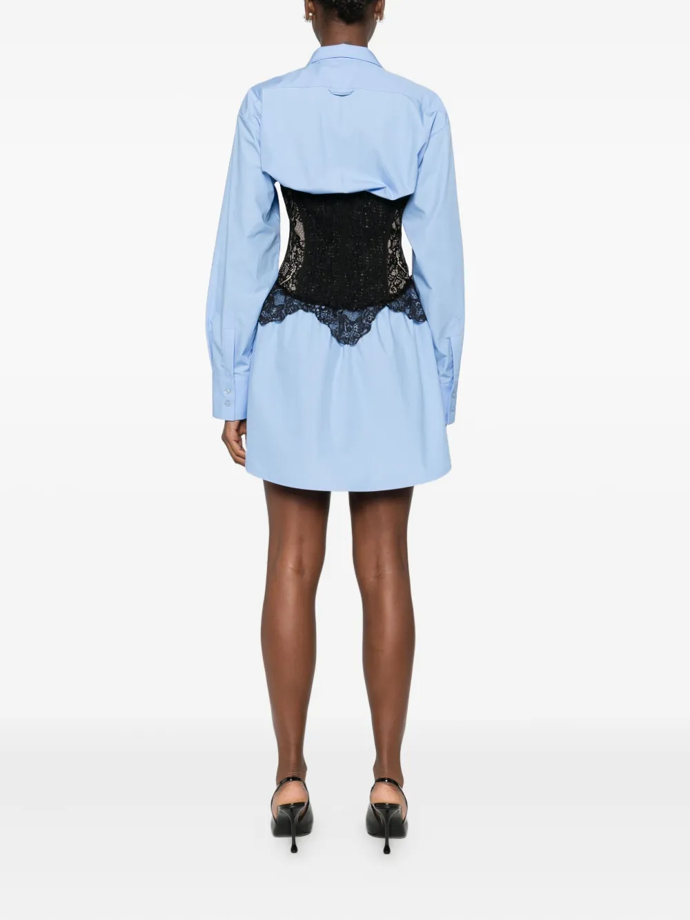 Giuseppe Di Morabito Blousejurk met korset van kant Blauw