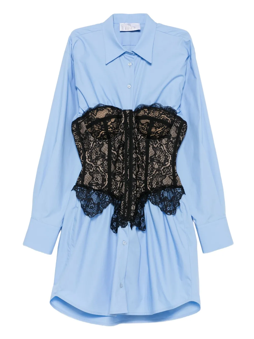 Giuseppe+Di+Morabito+robe-chemise+courte+à+corset+en+dentelle+-+Bleu