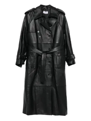 LANVIN　極上シープスキン　ダブルブレスト　レザーコート Yves Salomon ダブルブレスト レザートレンチコート | ブラウン