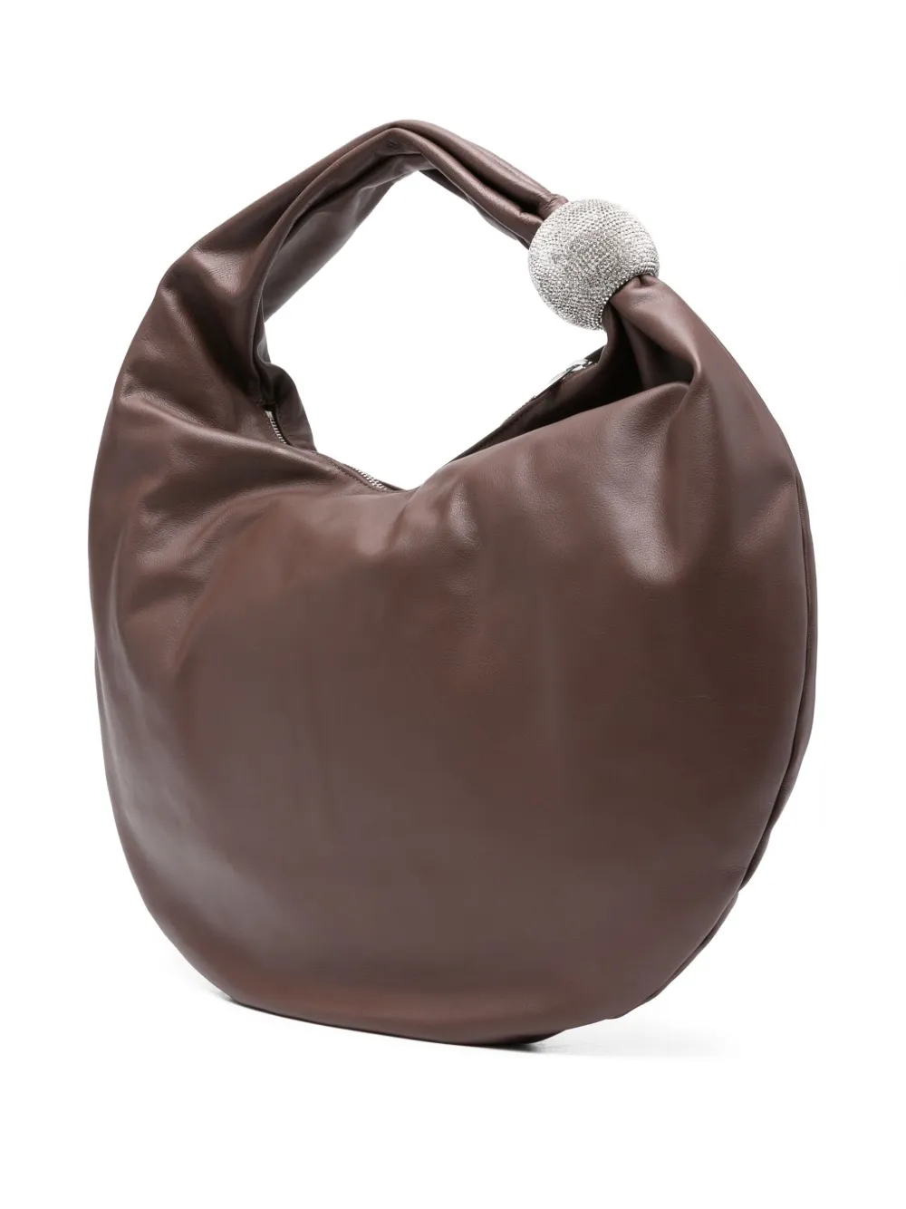Giuseppe Di Morabito Crystal-embellished Leather Shoulder Bag In Brown
