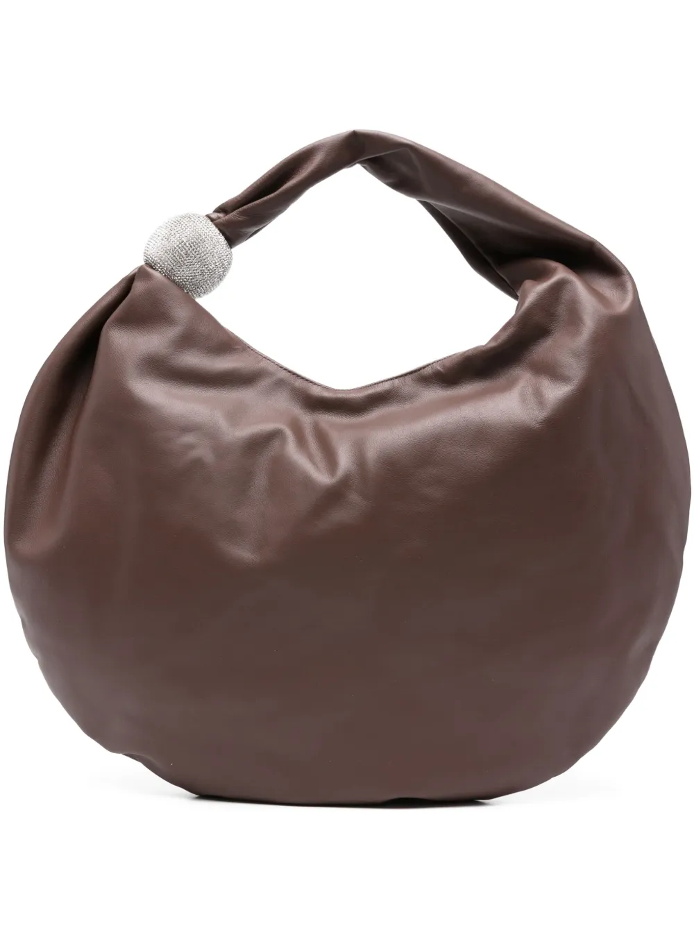 Giuseppe Di Morabito Crystal-embellished Leather Shoulder Bag In Brown