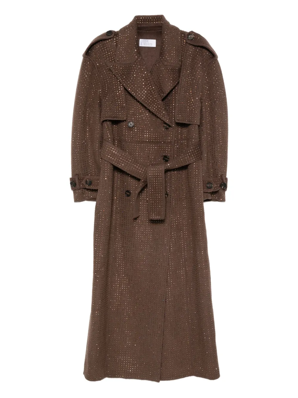 Giuseppe Di Morabito Trenchcoat met dubbele rij knopen en kristallen Bruin