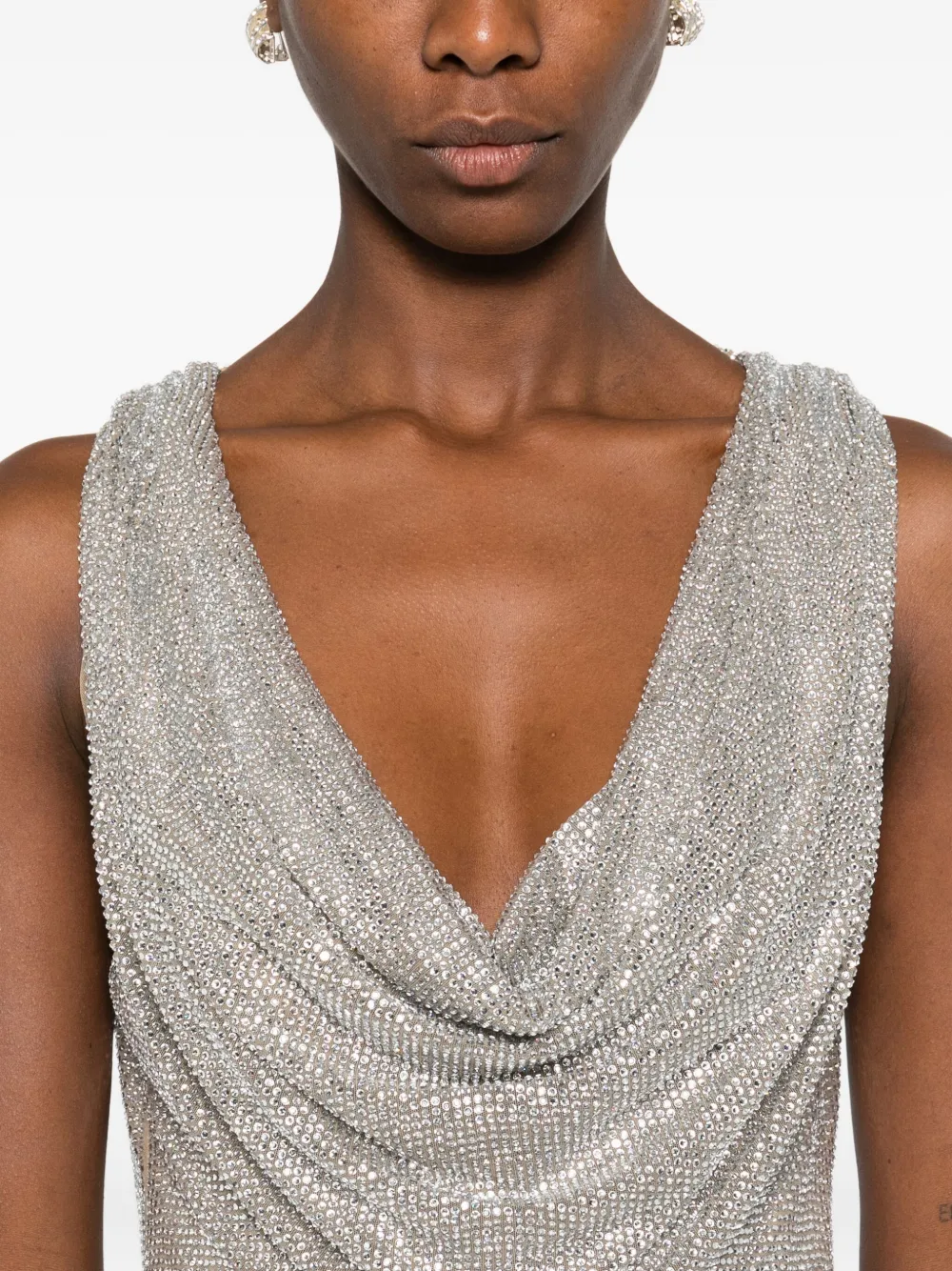 Giuseppe Di Morabito Cowl-neck Embellished Top In Metallic