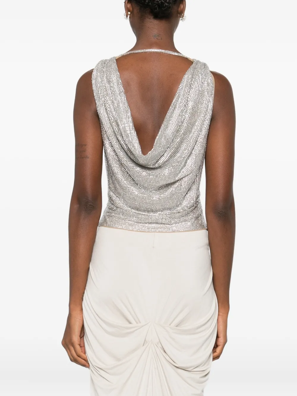 Giuseppe Di Morabito Cowl-neck Embellished Top In Metallic