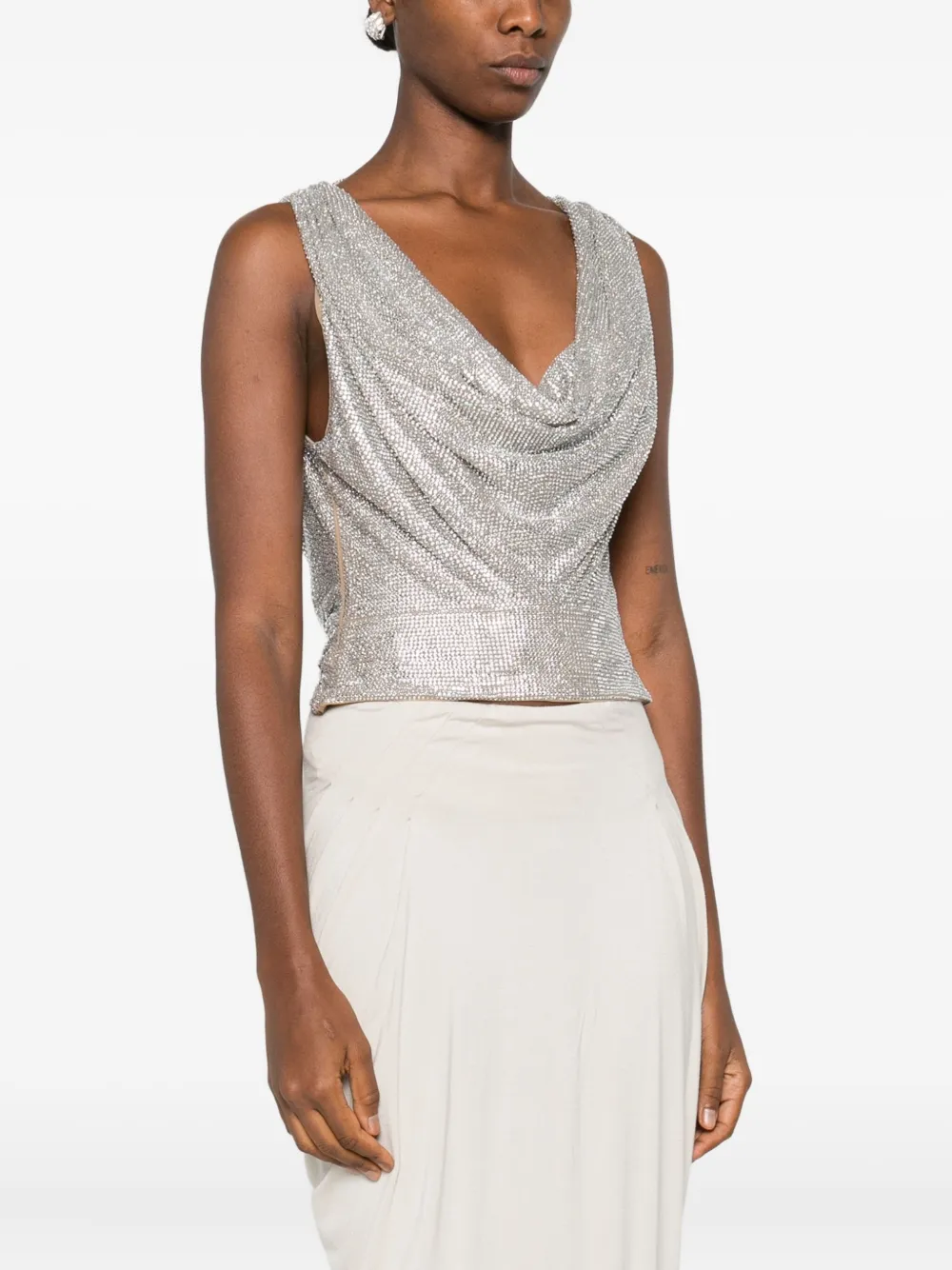 Giuseppe Di Morabito Cowl-neck Embellished Top In Metallic