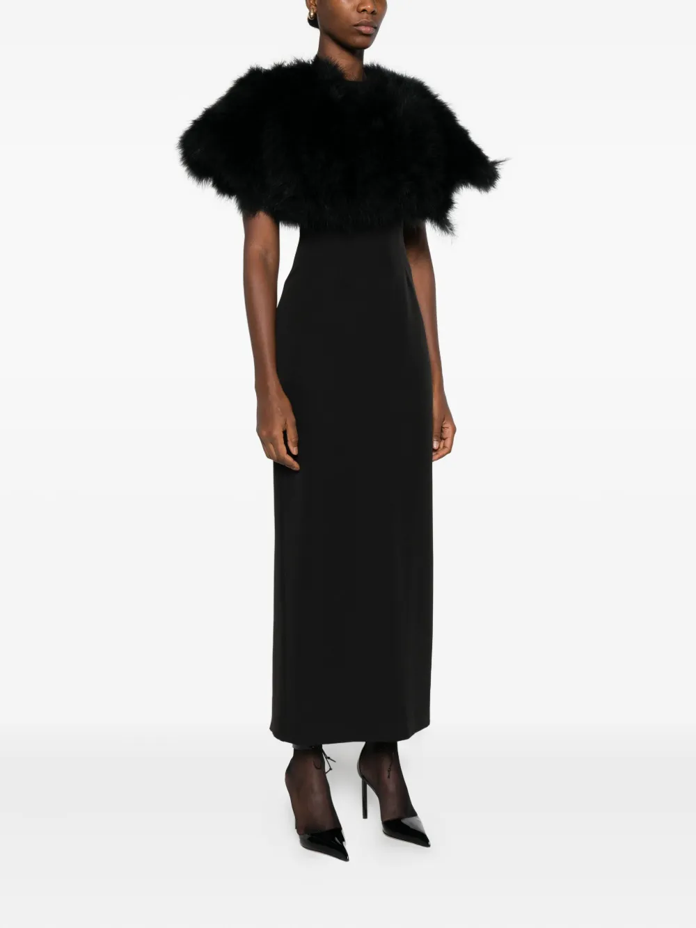 Giuseppe Di Morabito Midi-jurk met veren afwerking Zwart
