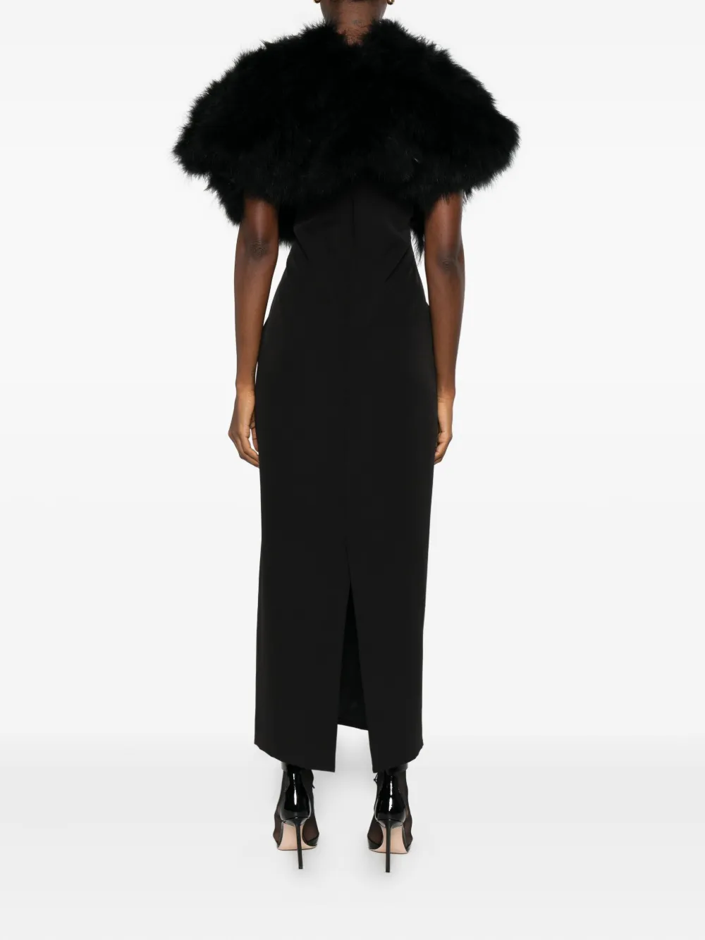 Giuseppe Di Morabito Midi-jurk met veren afwerking Zwart