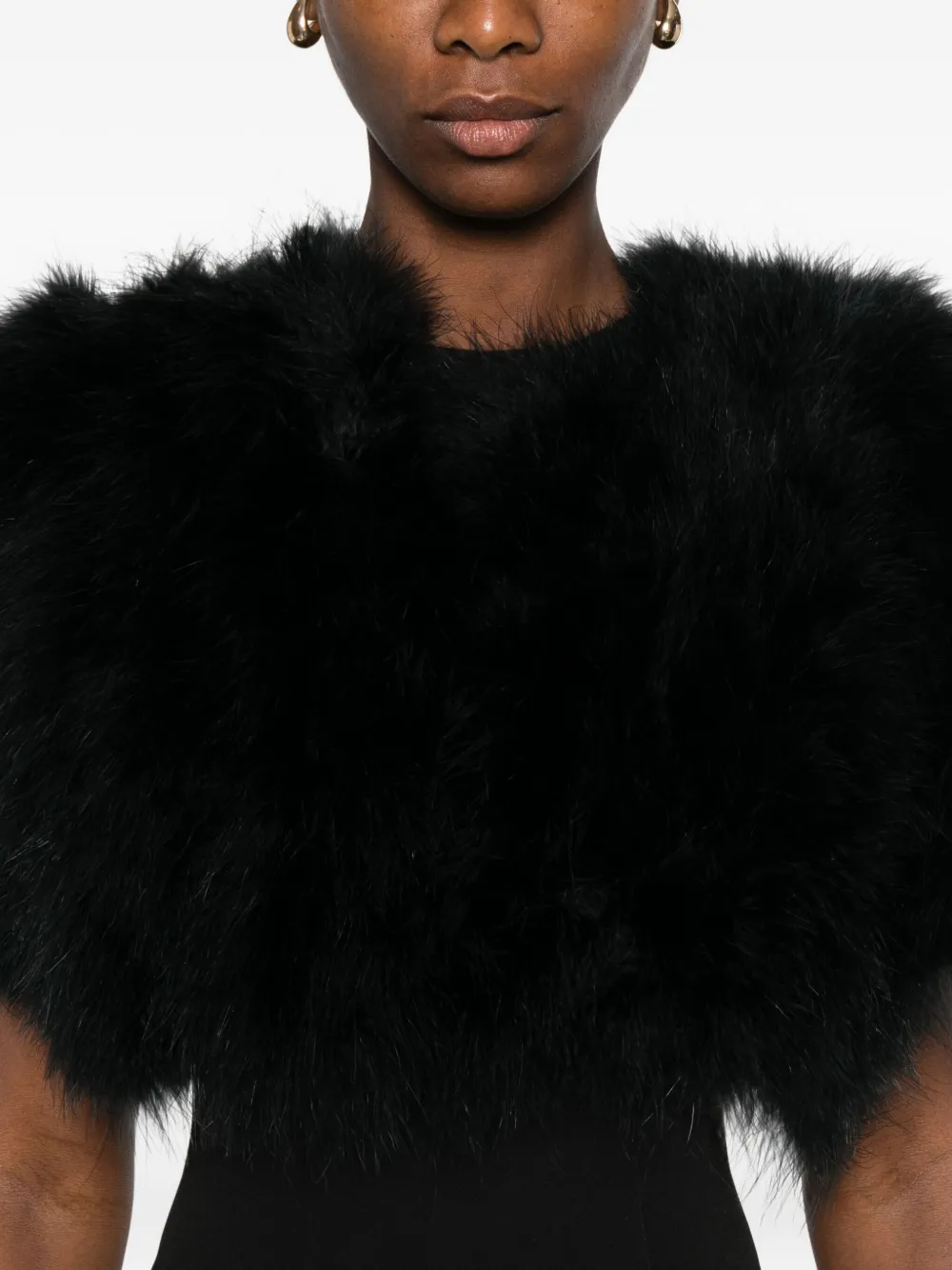 Giuseppe Di Morabito Midi-jurk met veren afwerking Zwart