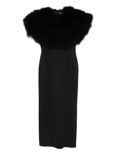 Giuseppe Di Morabito feather-trimmed midi dress