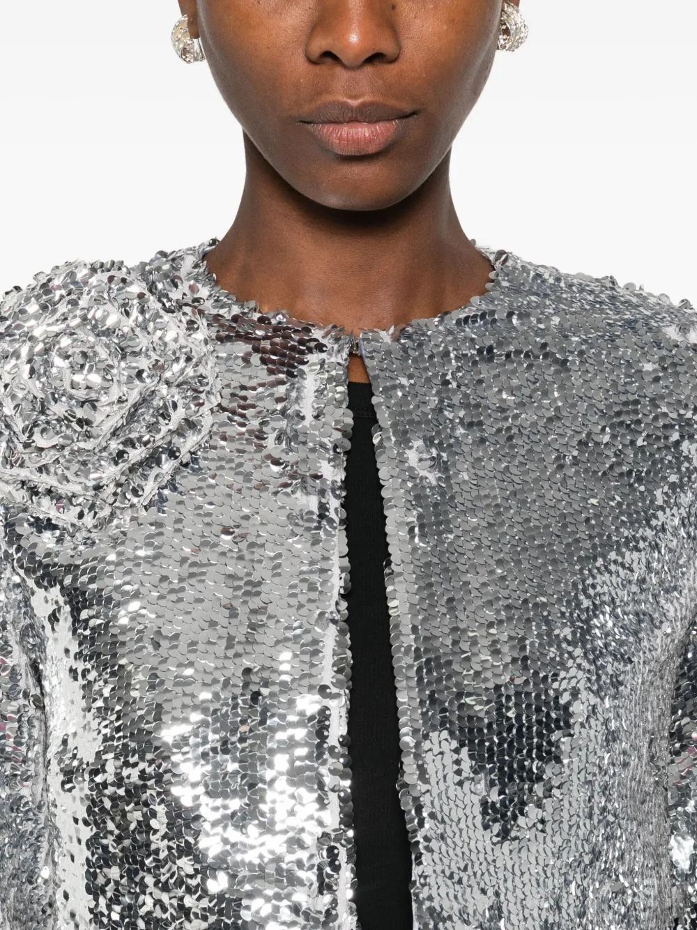Giuseppe Di Morabito Rose-embellished Sequin Jacket In Silver