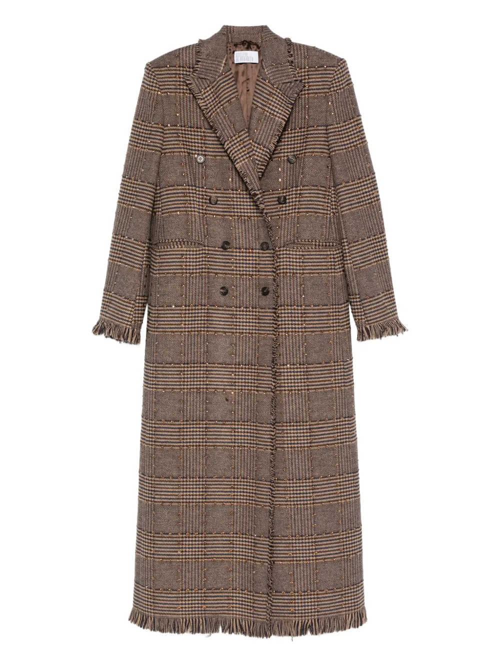 Giuseppe Di Morabito Check-print Double-breasted Coat In Brown