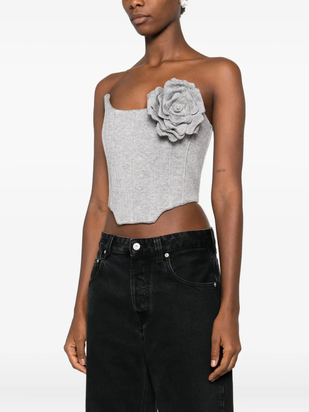Giuseppe Di Morabito Korset top verfraaid met rozen Grijs
