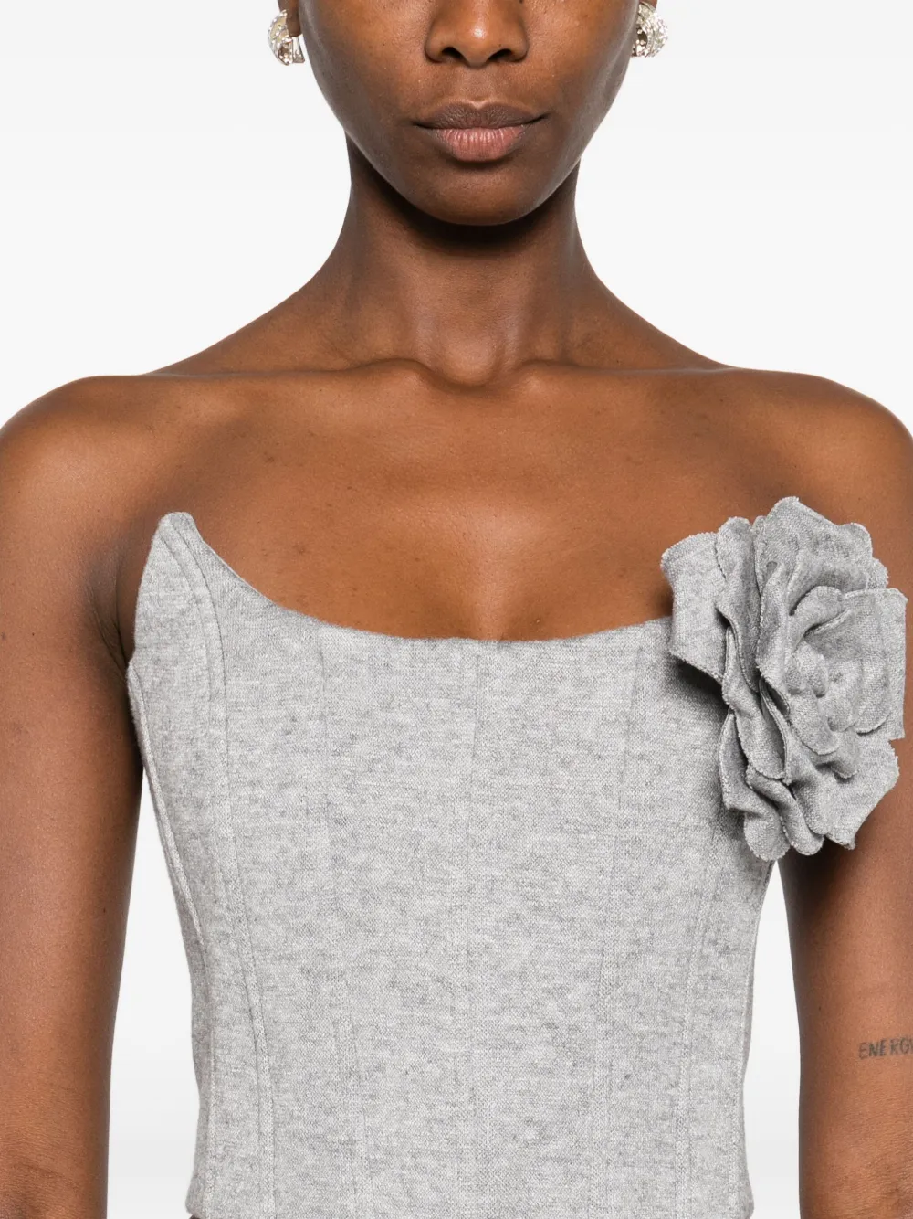 Giuseppe Di Morabito Korset top verfraaid met rozen Grijs