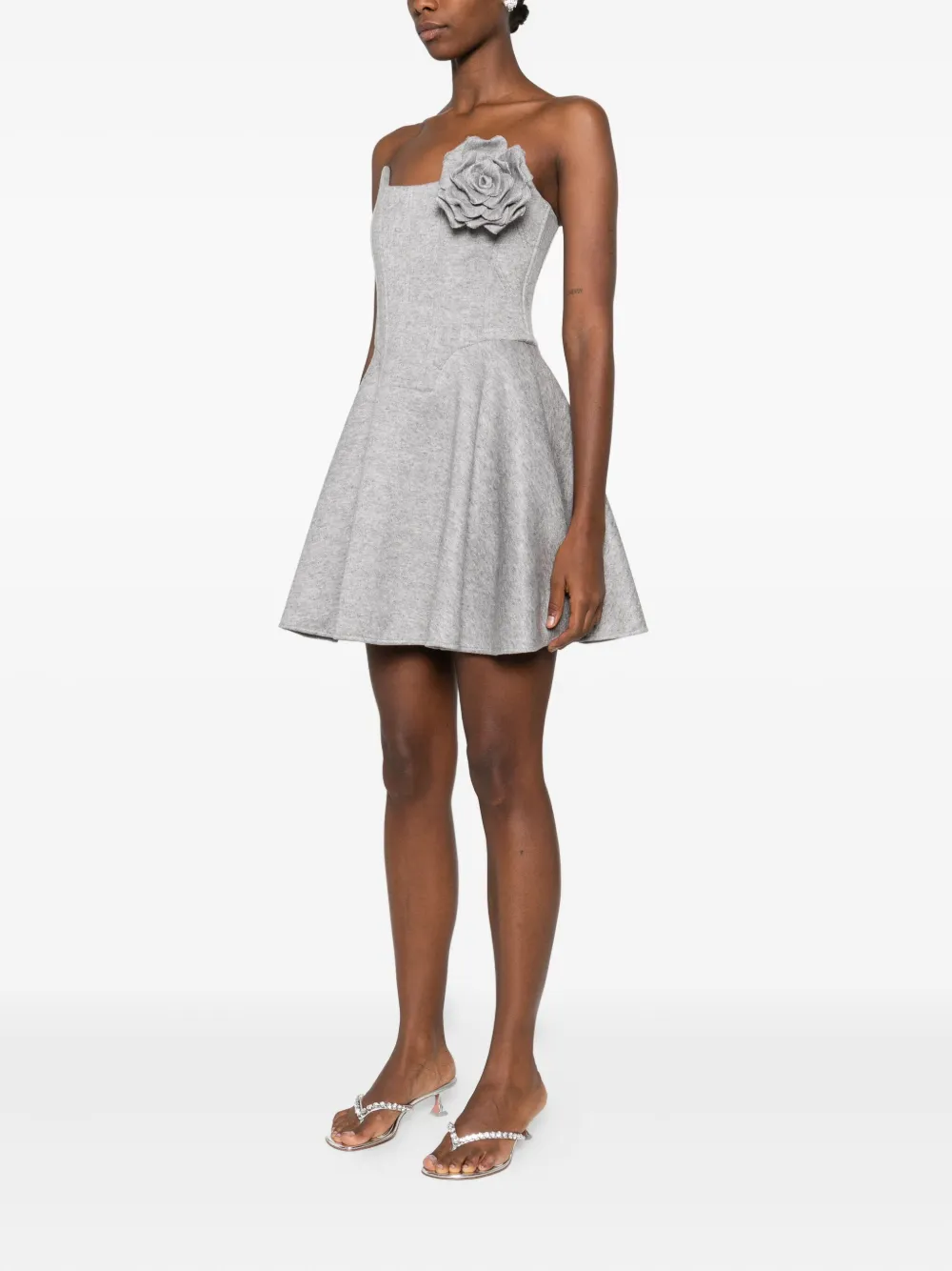 Giuseppe Di Morabito Rose-embellished Flared Dress In Gray