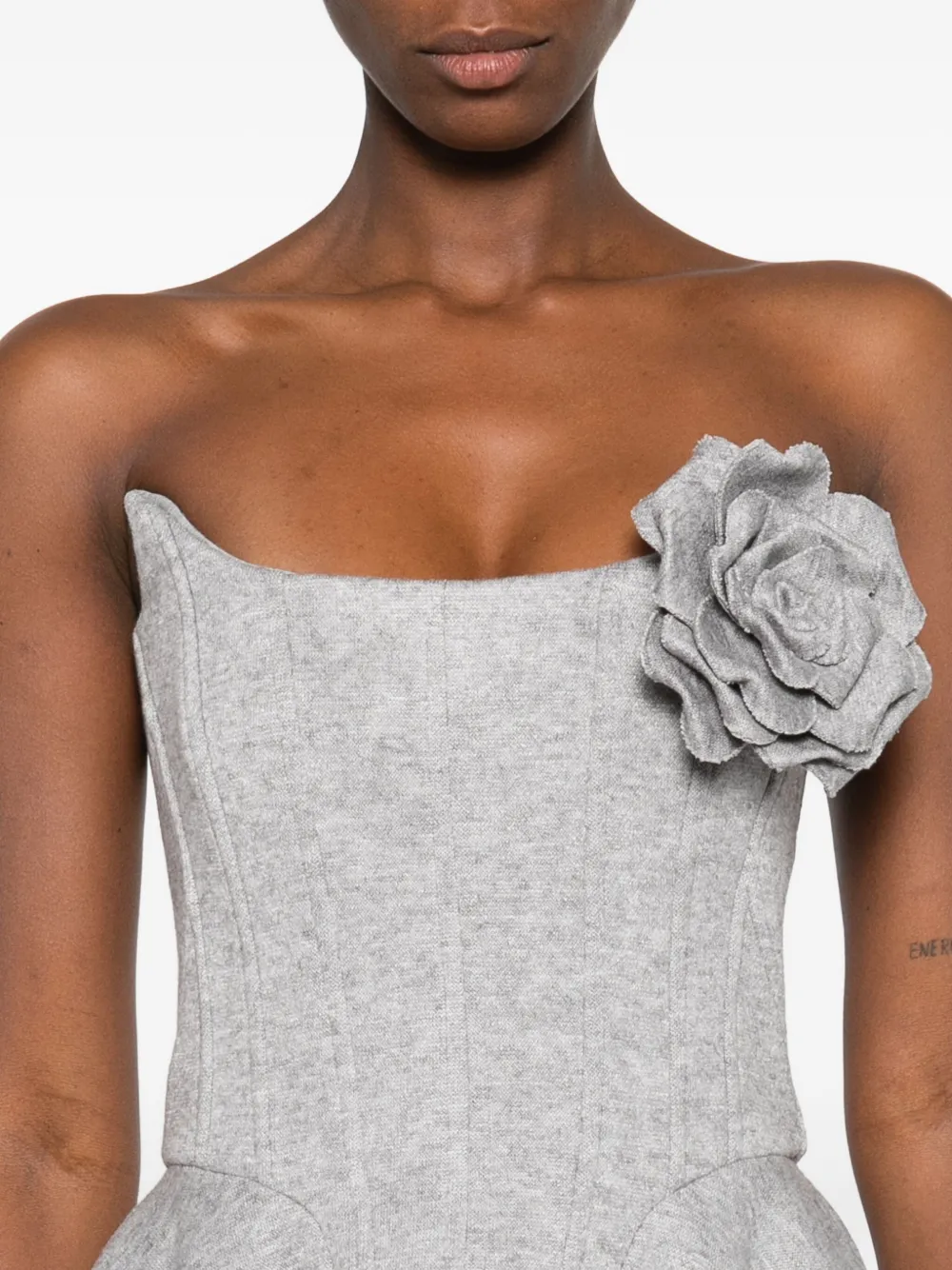 Giuseppe Di Morabito Rose-embellished Flared Dress In Gray