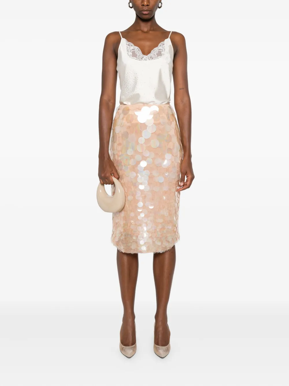 Giuseppe Di Morabito Top met afwerking van kant - Beige