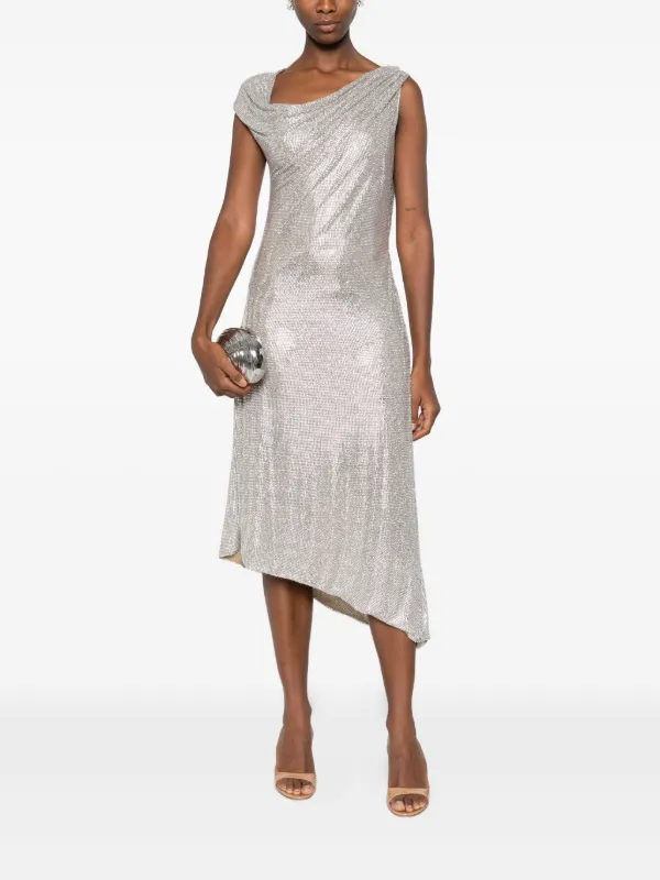 silver chainmail dress Halter neck crystal chainmail dress in bronze and silver, with intricate  crystal flower detailing