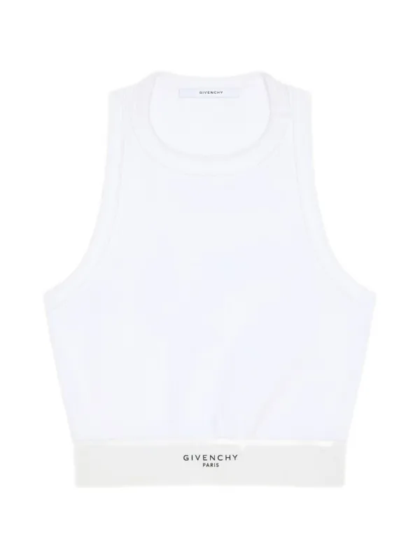 Givenchy Crop Tank Top in Cotton with Band in White