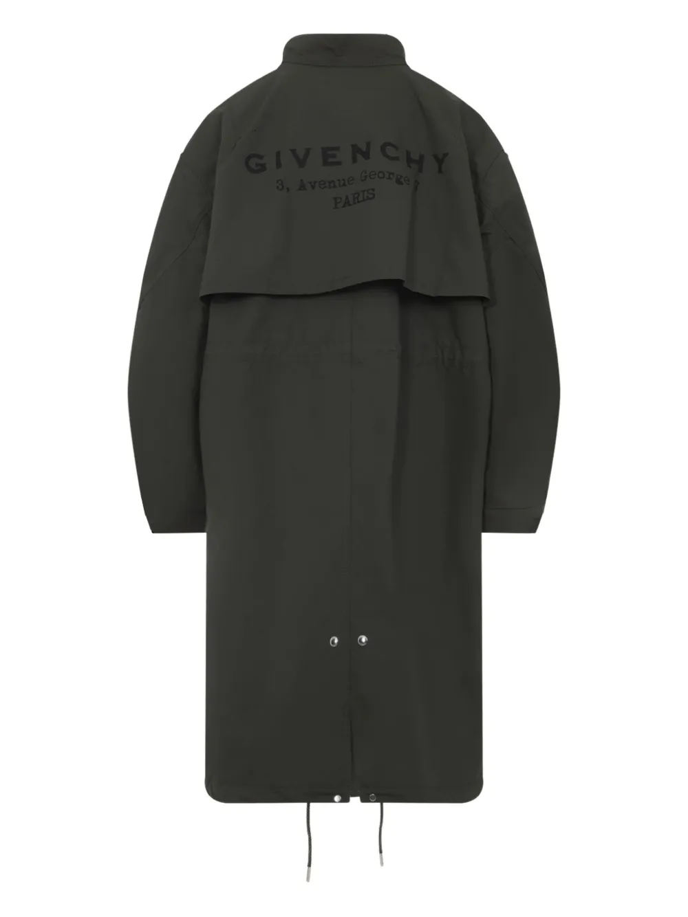 Givenchy collared drawstring parka coat Groen