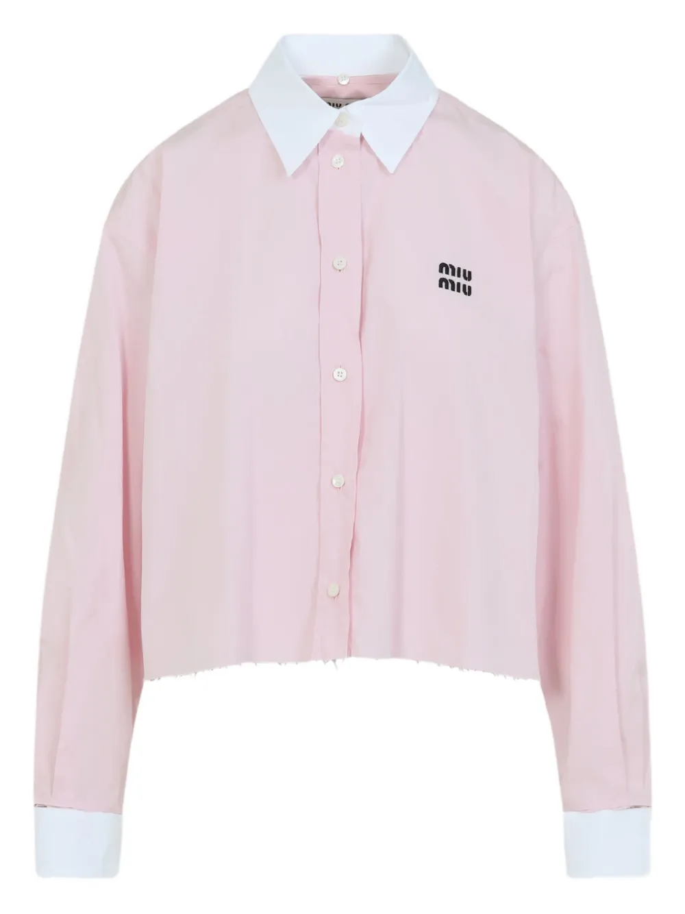 Miu Blouse met geborduurd logo en franje afwerking Roze