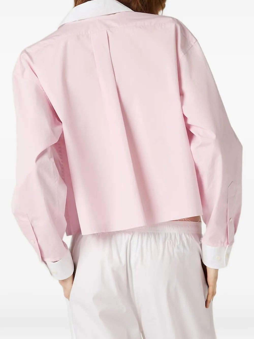 Miu Blouse met geborduurd logo en franje afwerking Roze