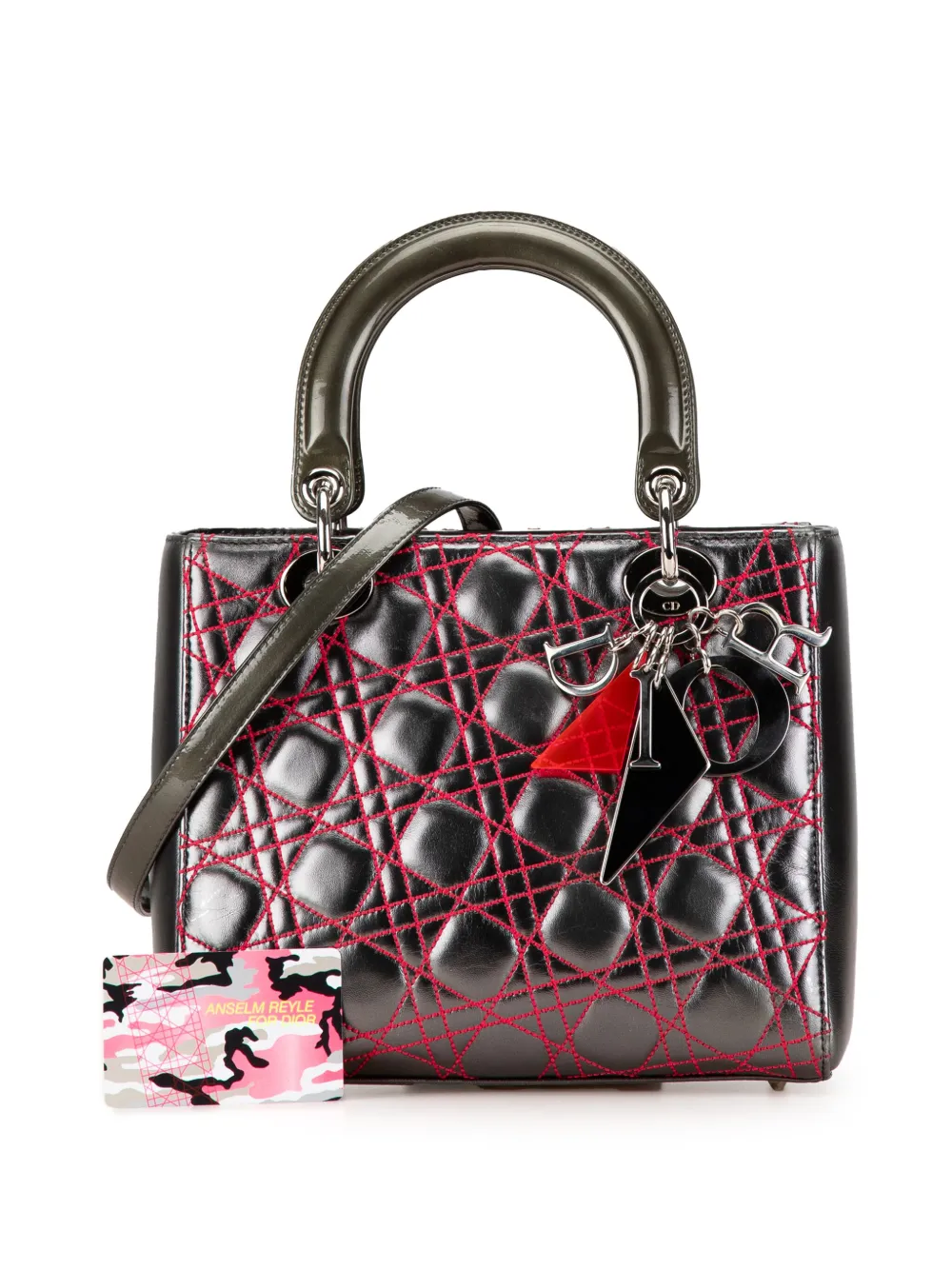 2011 Anselm Reyle Medium Metallic Lambskin Cannage Lady Dior Satchel