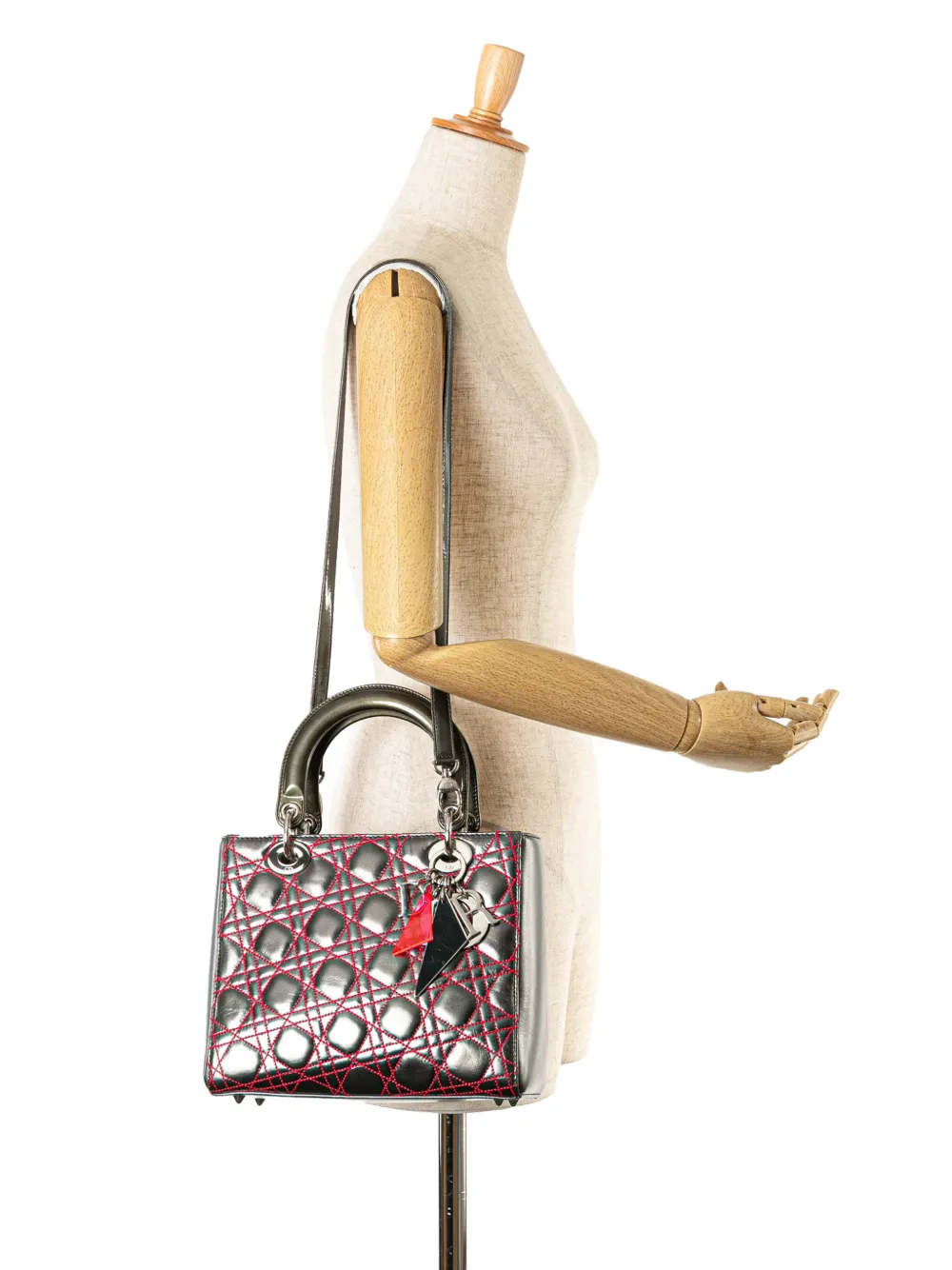 2011 Anselm Reyle Medium Metallic Lambskin Cannage Lady Dior Satchel