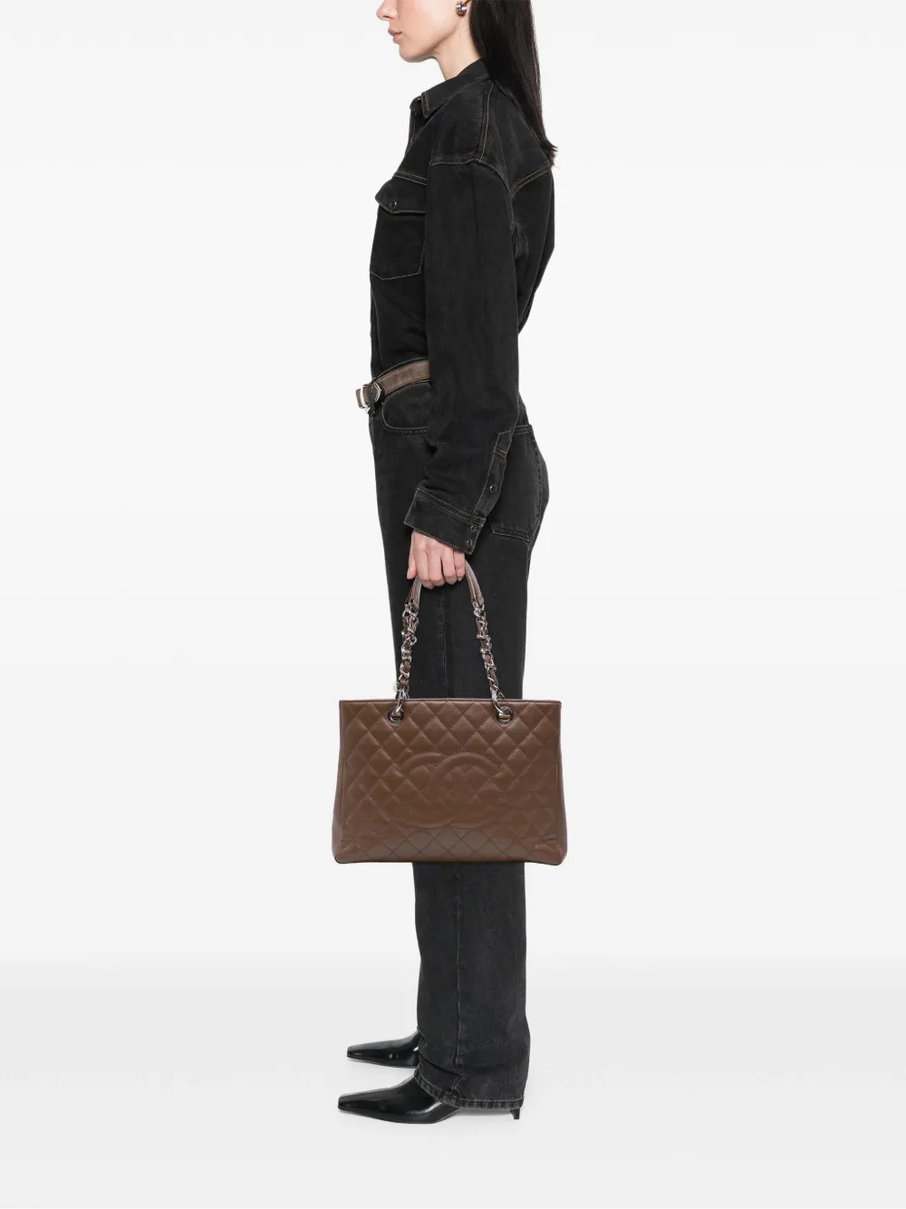 Pre-owned Chanel 2012 Caviar Grand Shopping Tote Bag