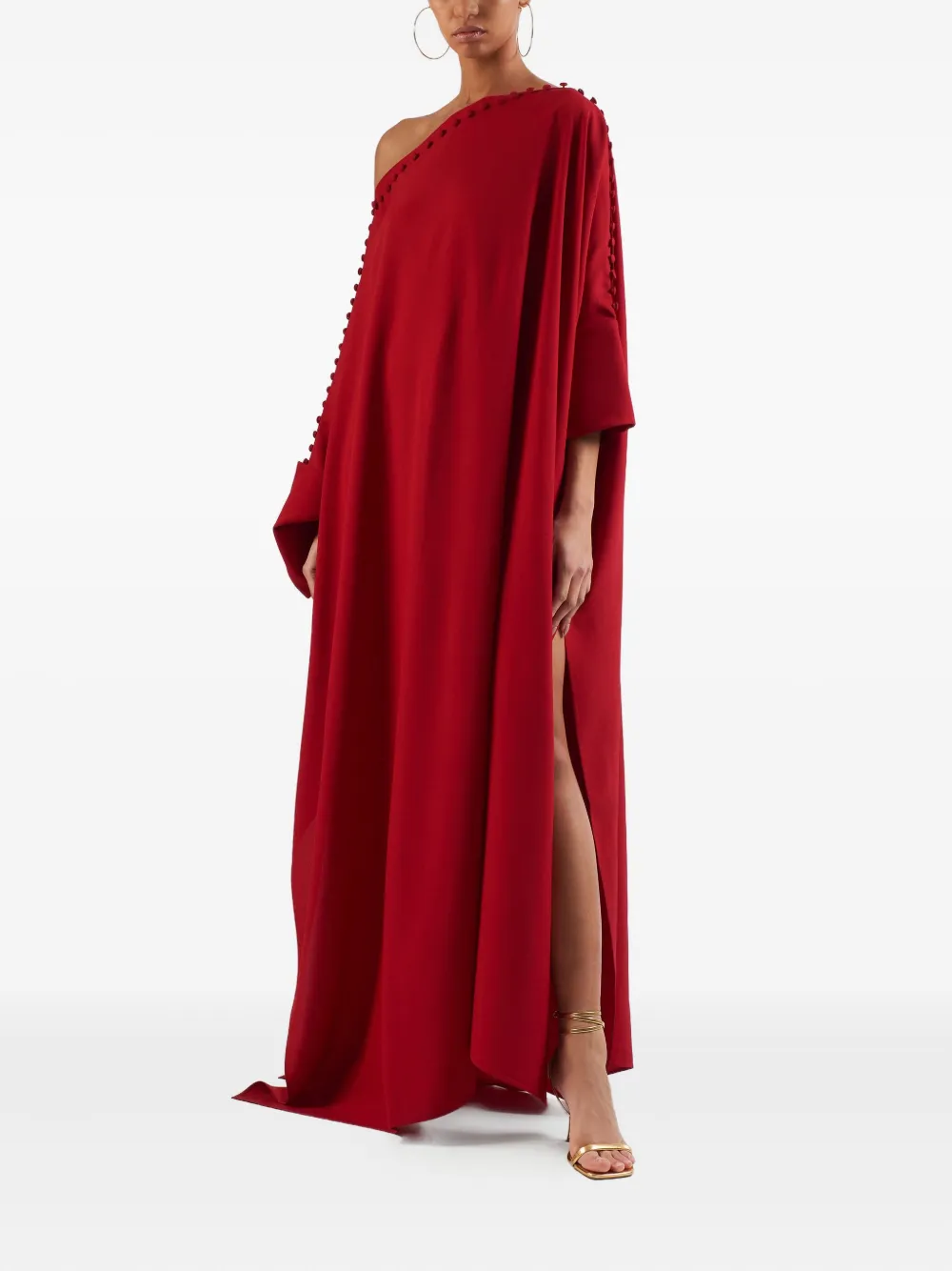 Taller Marmo pom-pom detail maxi dress Rood
