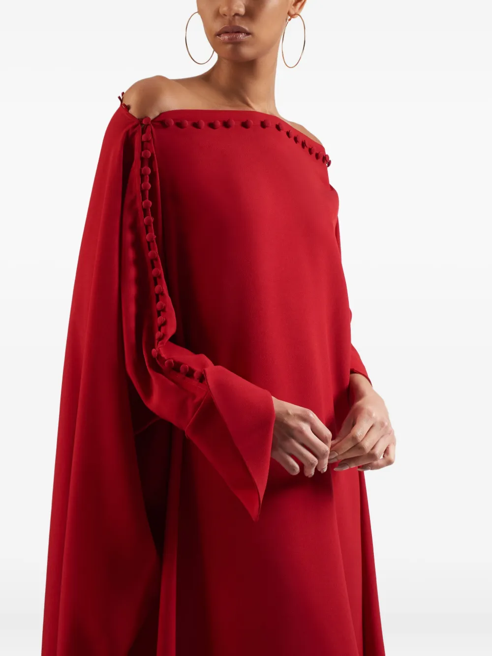Taller Marmo pom-pom detail maxi dress Rood