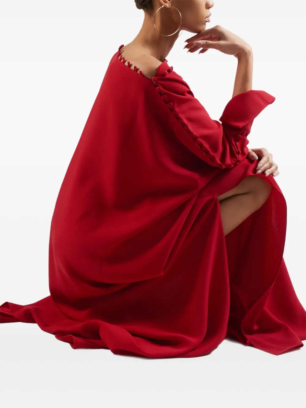 Taller Marmo pom-pom detail maxi dress Rood