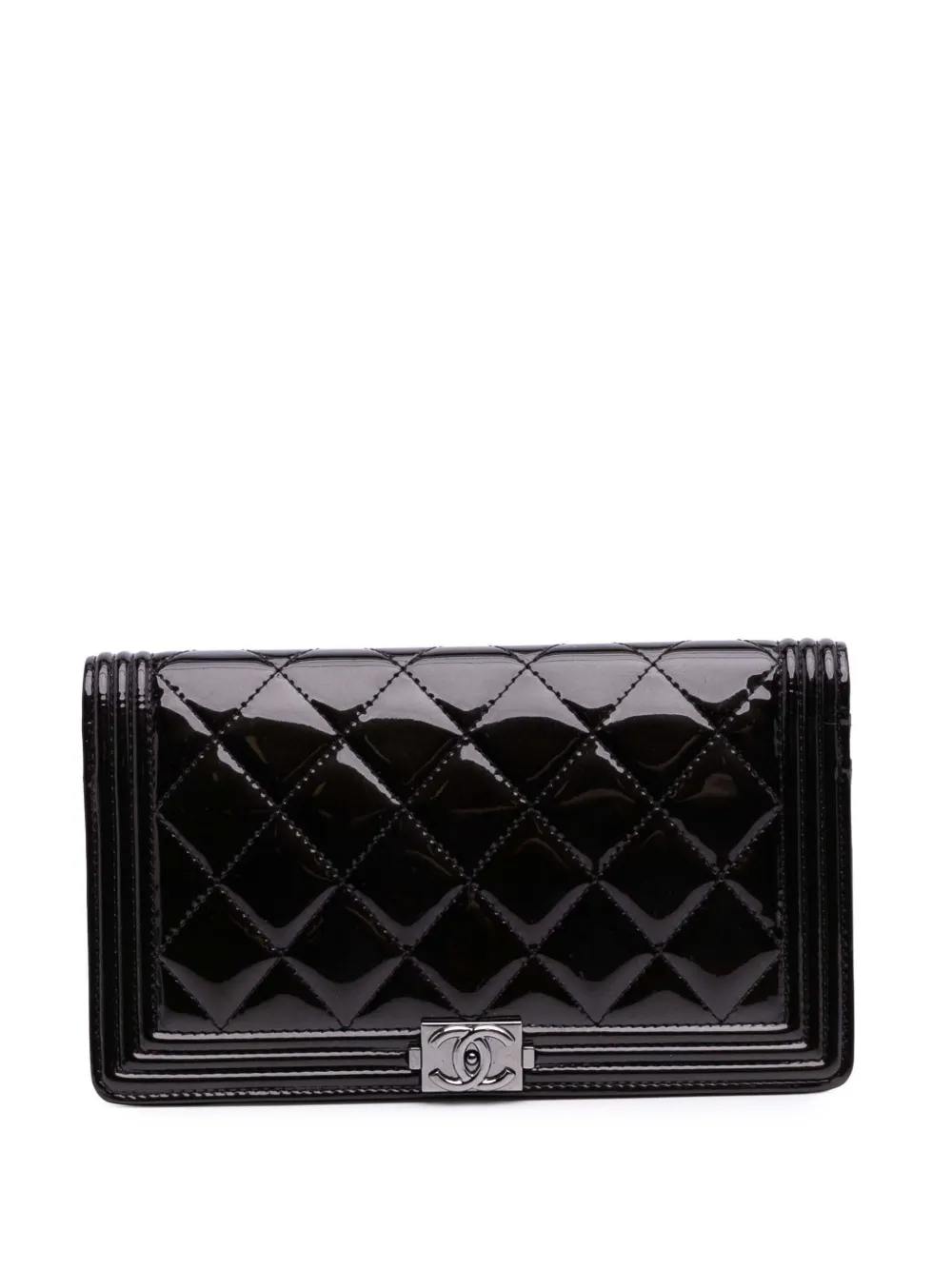 CHANEL Pre-Owned 2014-2015 Quilted Patent Boy Wallet long wallets | Black | Image 1