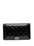CHANEL Pre-Owned 2014-2015 Quilted Patent Boy Wallet long wallets - Black