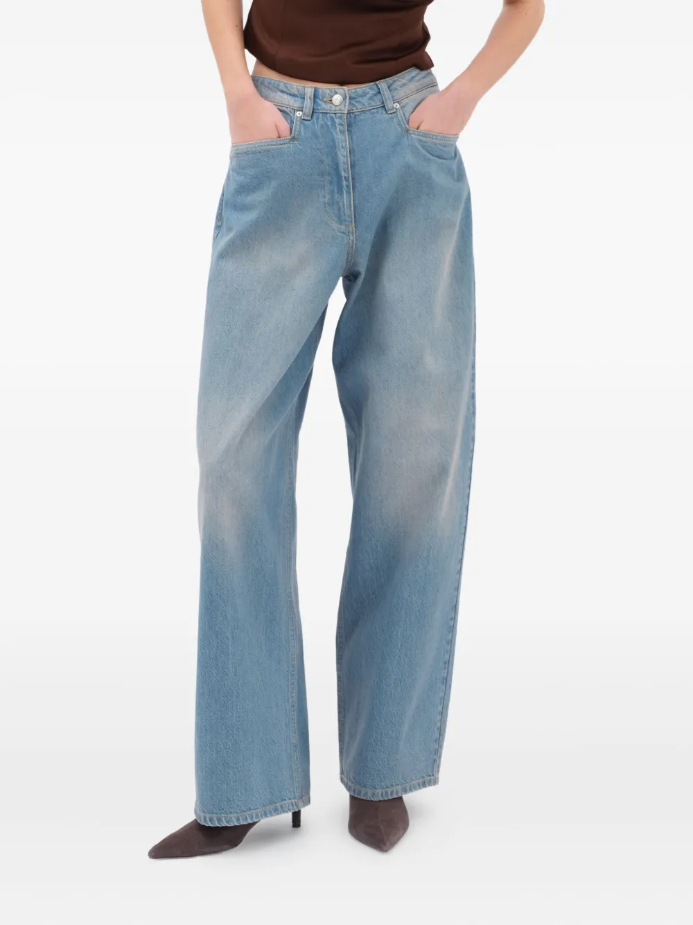 REMAIN Cocoon denim jeans met wijde pijpen Blauw