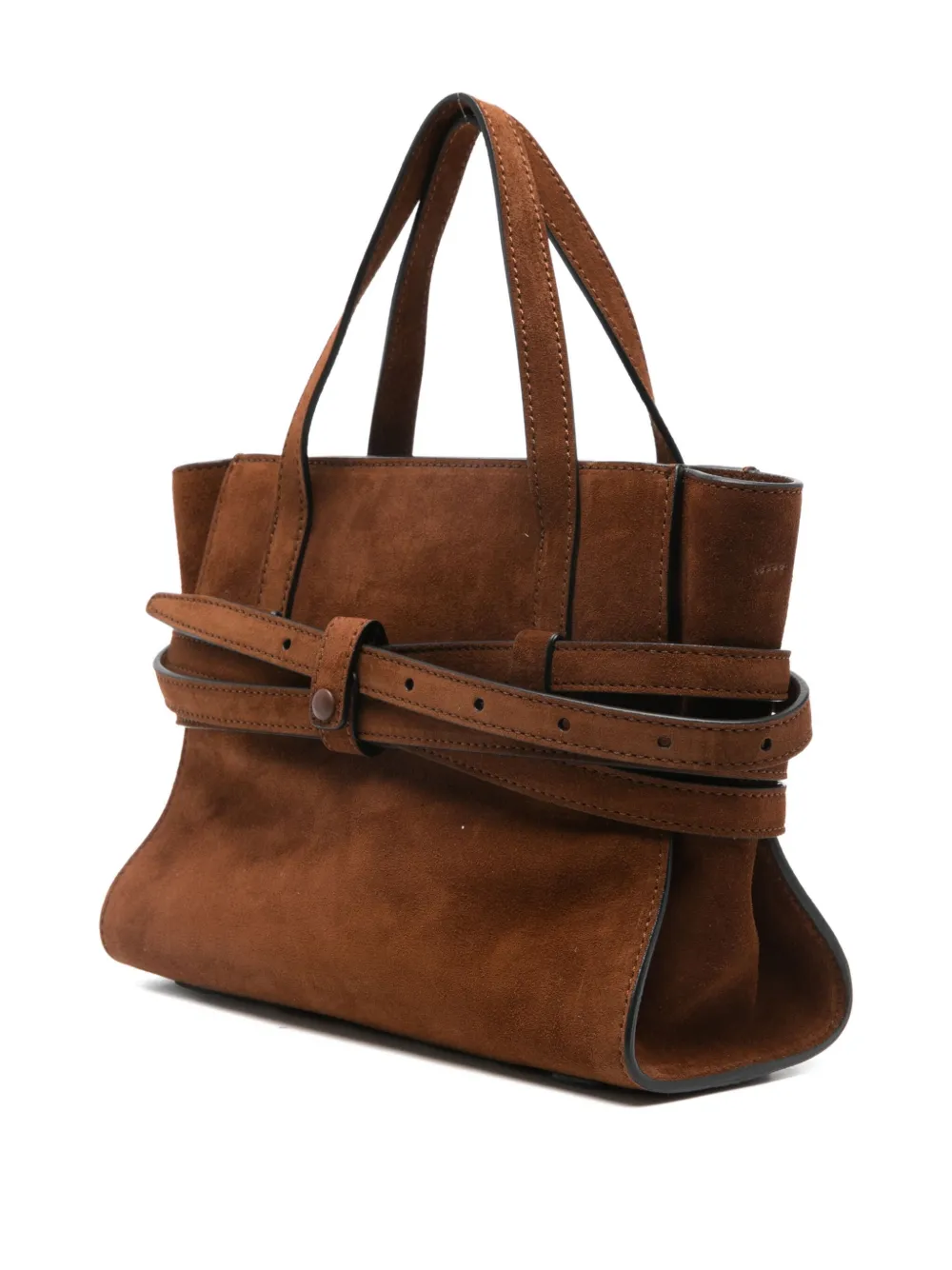 Moschino Tie Me Suede Tote Bag In Brown