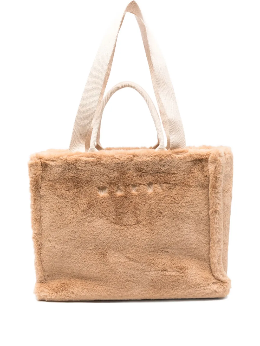 Marni Logo-embroidered Tote Bag In Neutral