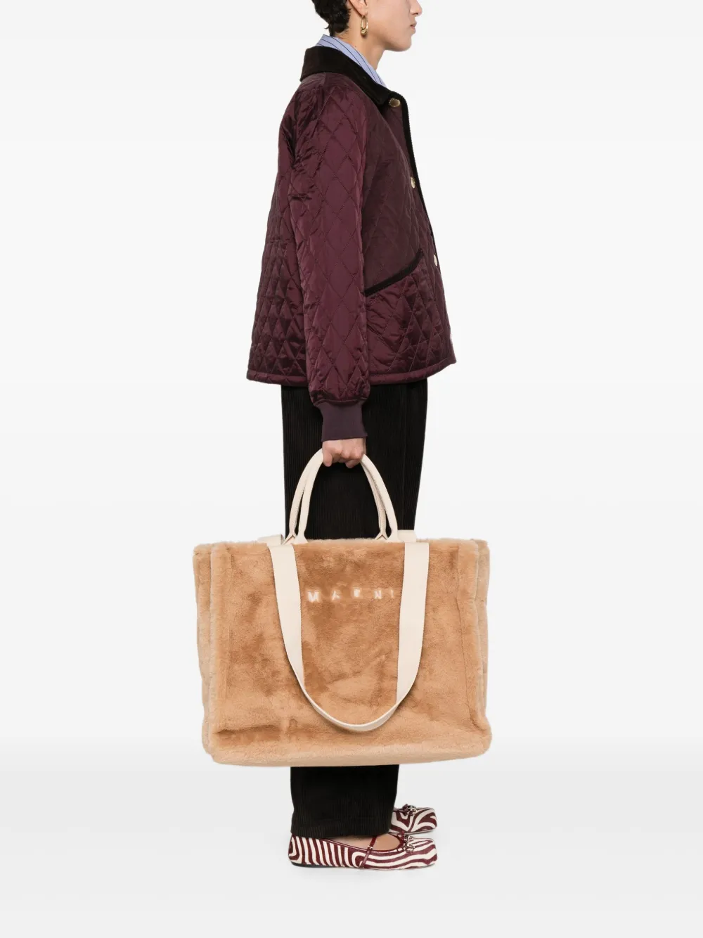 Marni Shopper met geborduurd logo Bruin