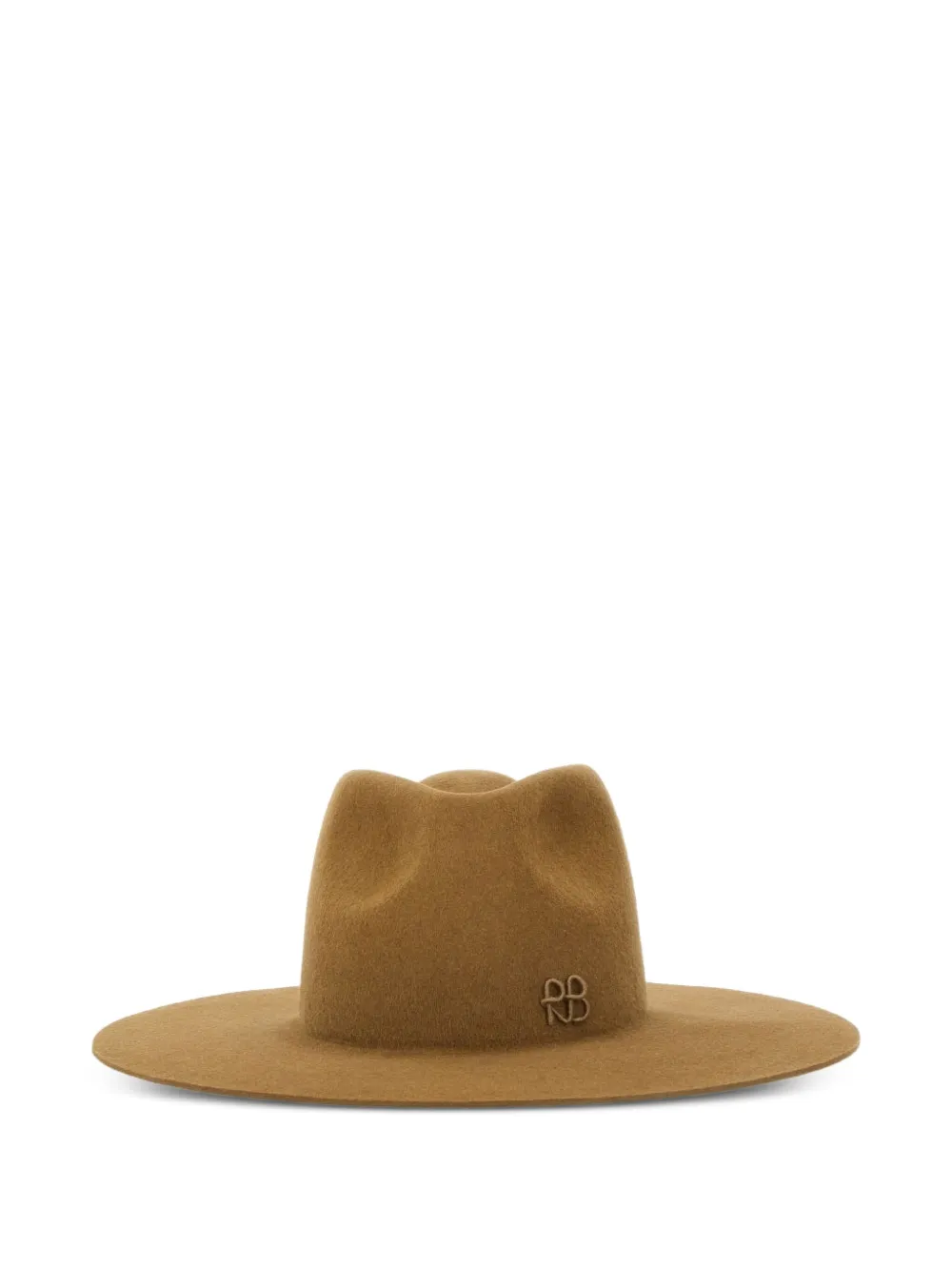 Ruslan Baginskiy logo-detail felt fedora hat - Marrone