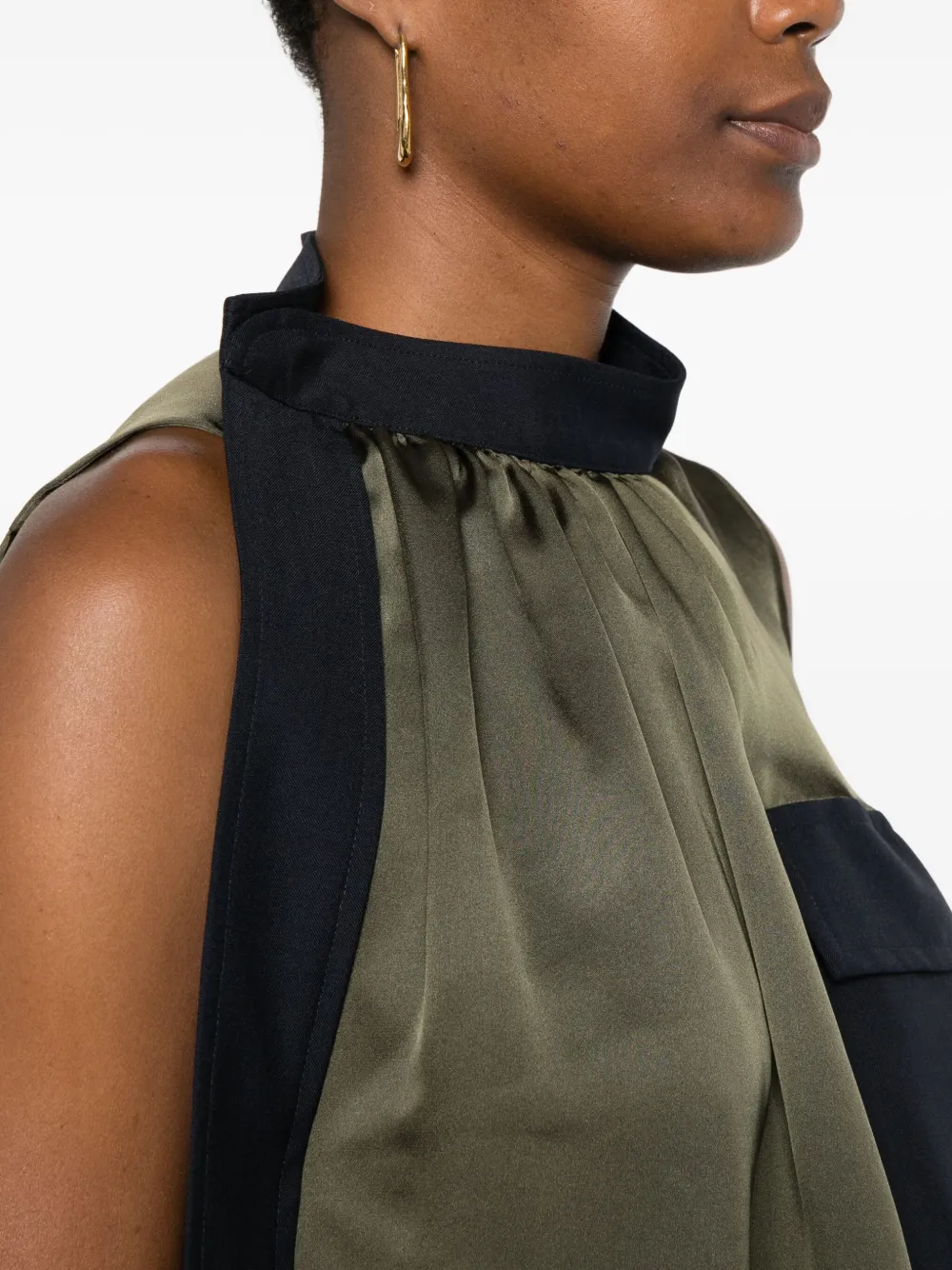sacai Pocket top met ruches Groen